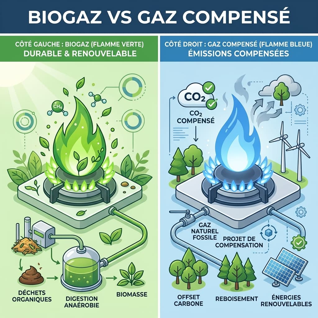 Biogaz vs Gaz Compensé Carbone : Quel est le Vrai Gaz Vert en 2026 ?
