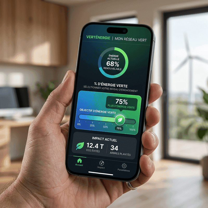 Interface de choix de l'énergie verte chez Alpiq expert