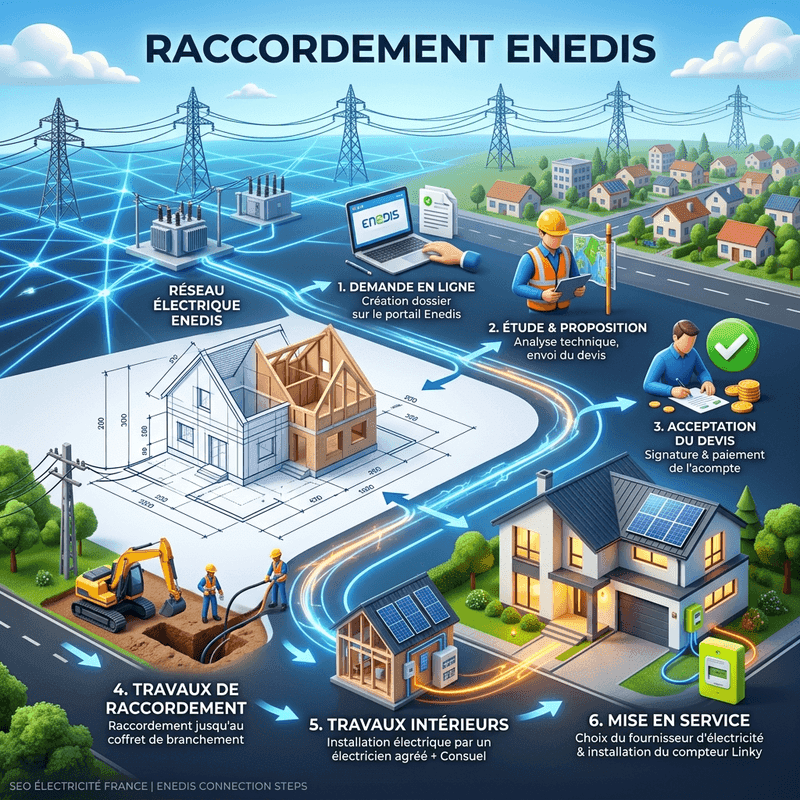 Processus de raccordement Enedis expert pour une maison neuve